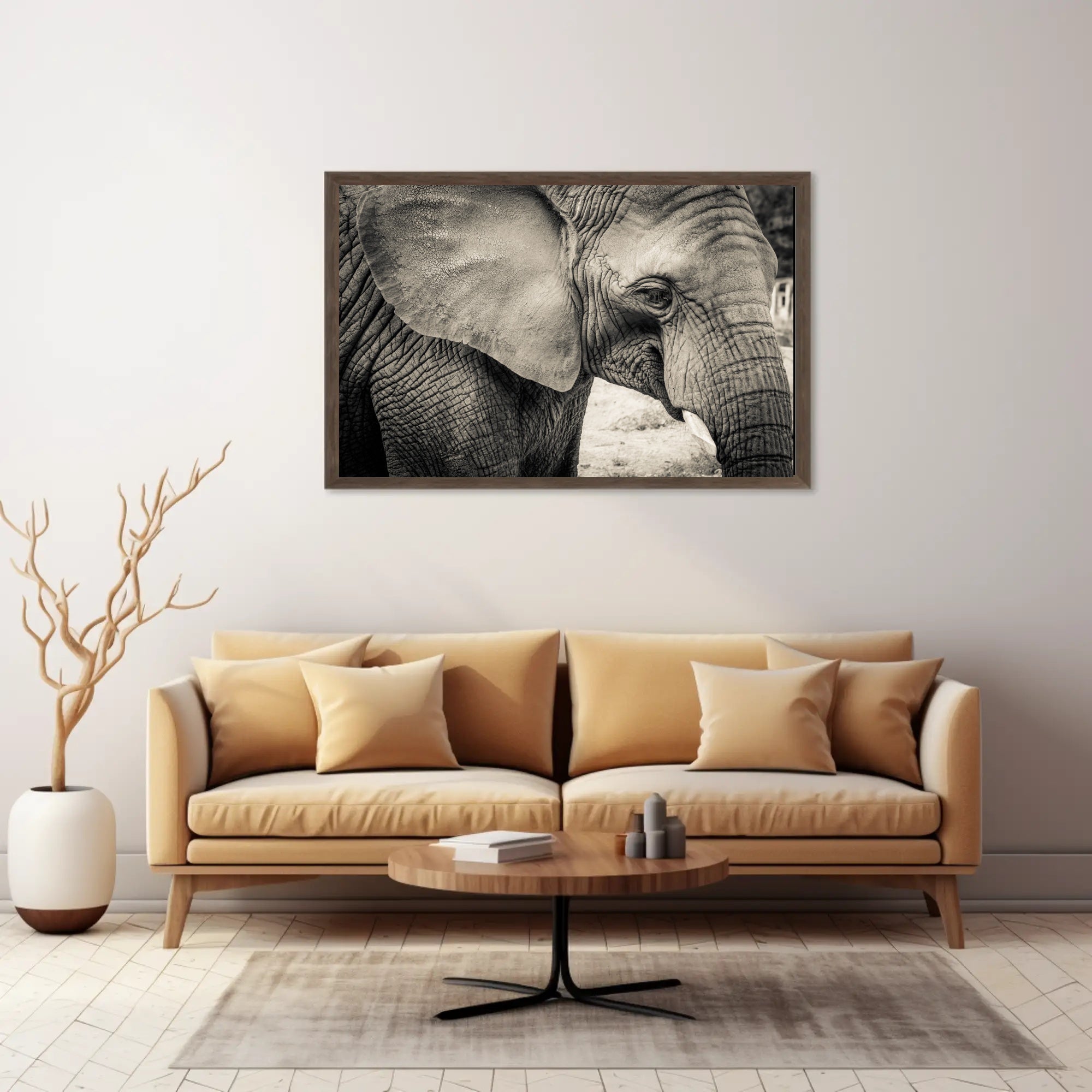 Majestic Black and White Elephant Animal Poster PosterGoat