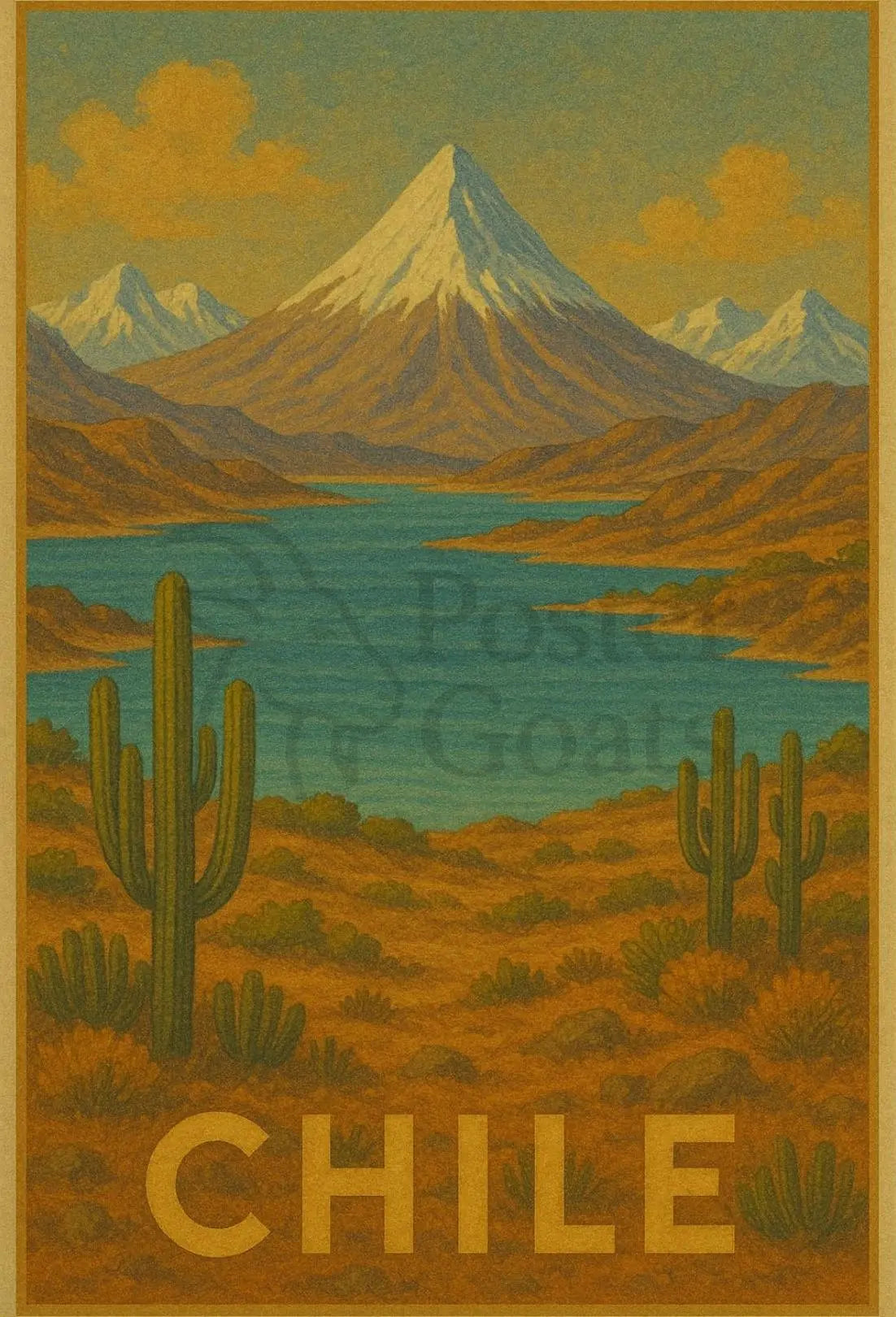 Majestic Chilean Landscape Vintage Travel Poster PosterGoat