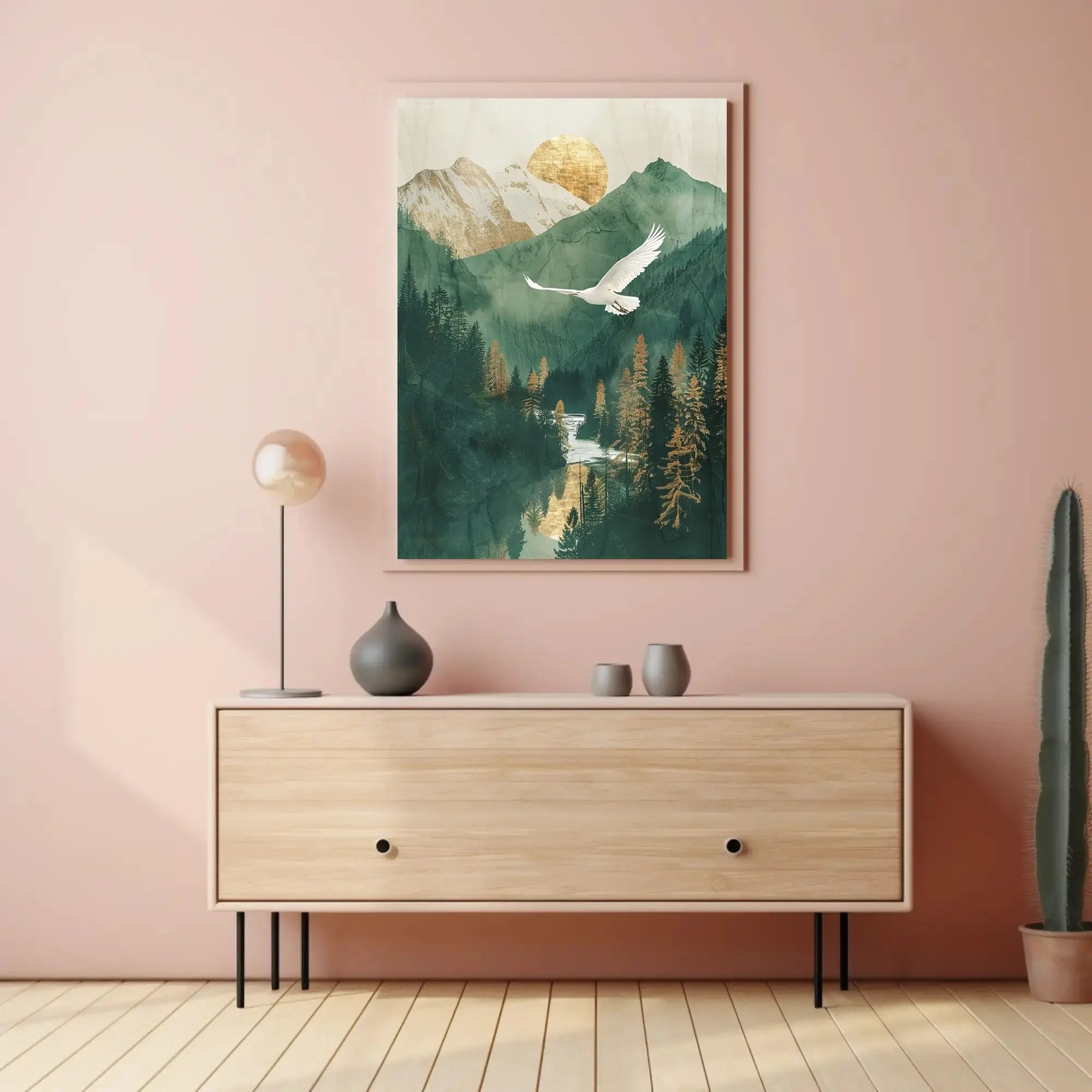 Majestic Crane in Serene Mountain National Park Poster PosterGoat