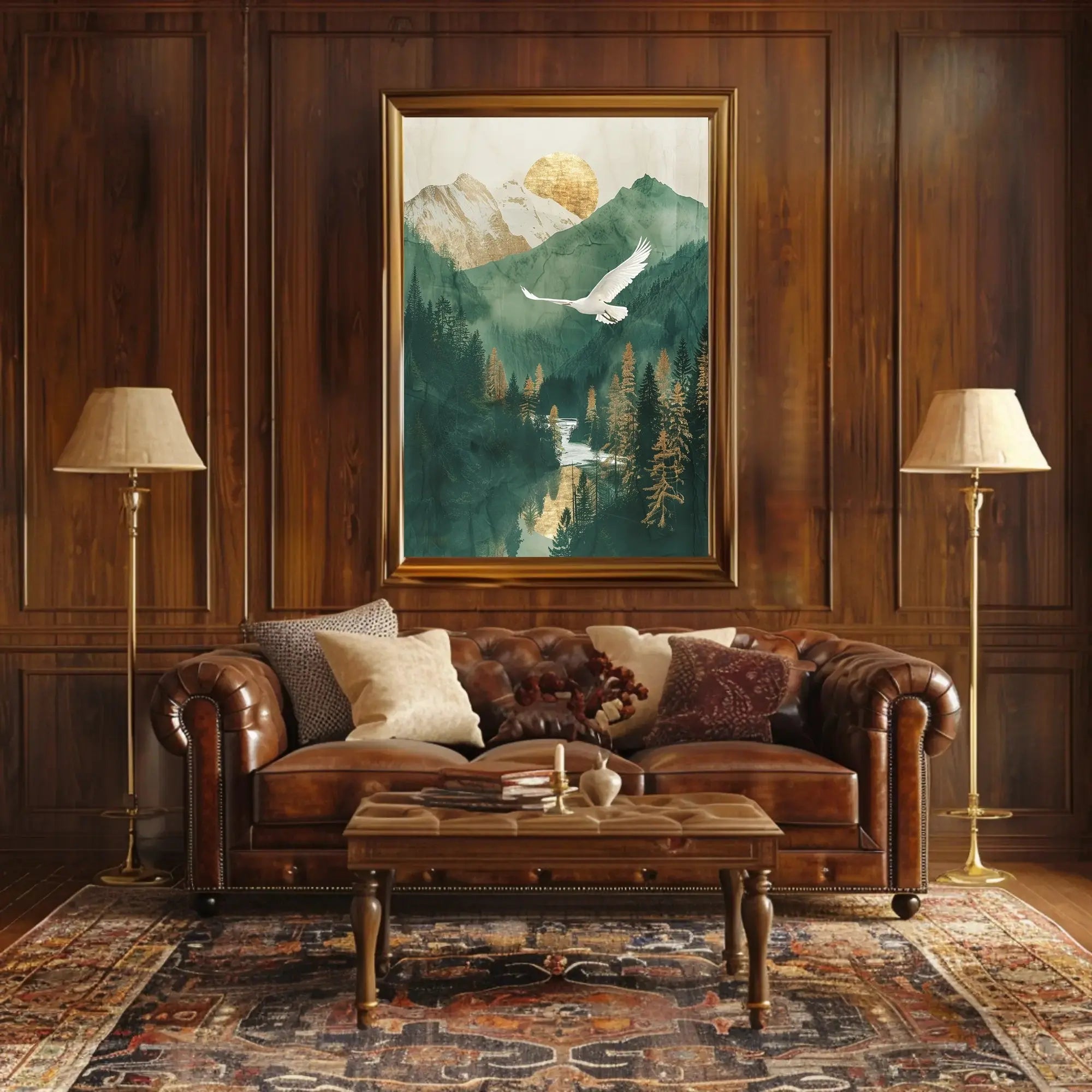 Majestic Crane in Serene Mountain National Park Poster PosterGoat