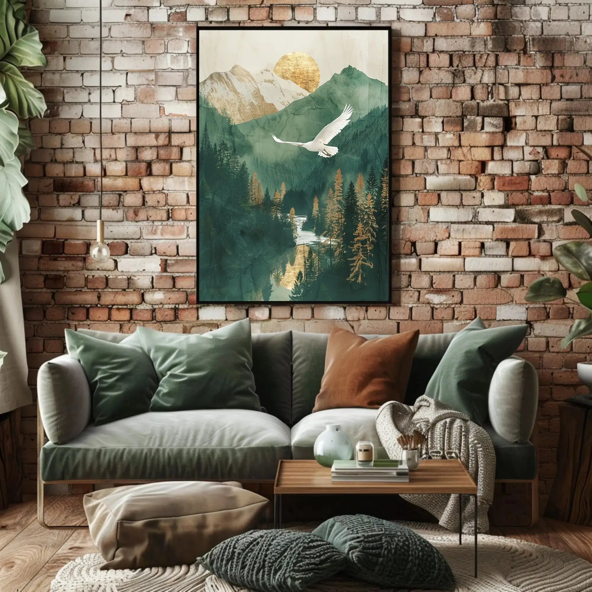 Majestic Crane in Serene Mountain National Park Poster PosterGoat