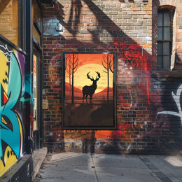 Majestic Deer Silhouette at Sunset Animal Poster PosterGoat