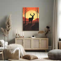 Majestic Deer Silhouette at Sunset Animal Poster PosterGoat