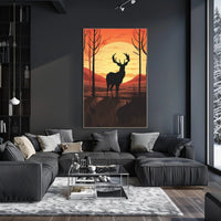 Majestic Deer Silhouette at Sunset Animal Poster PosterGoat