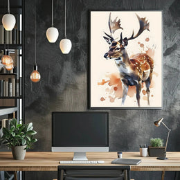 Majestic Deer Watercolor Art Animal Poster PosterGoat