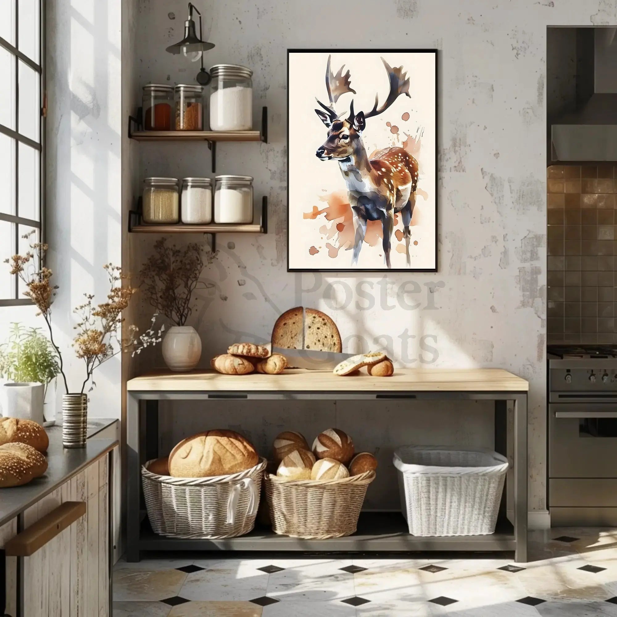 Majestic Deer Watercolor Art Animal Poster PosterGoat