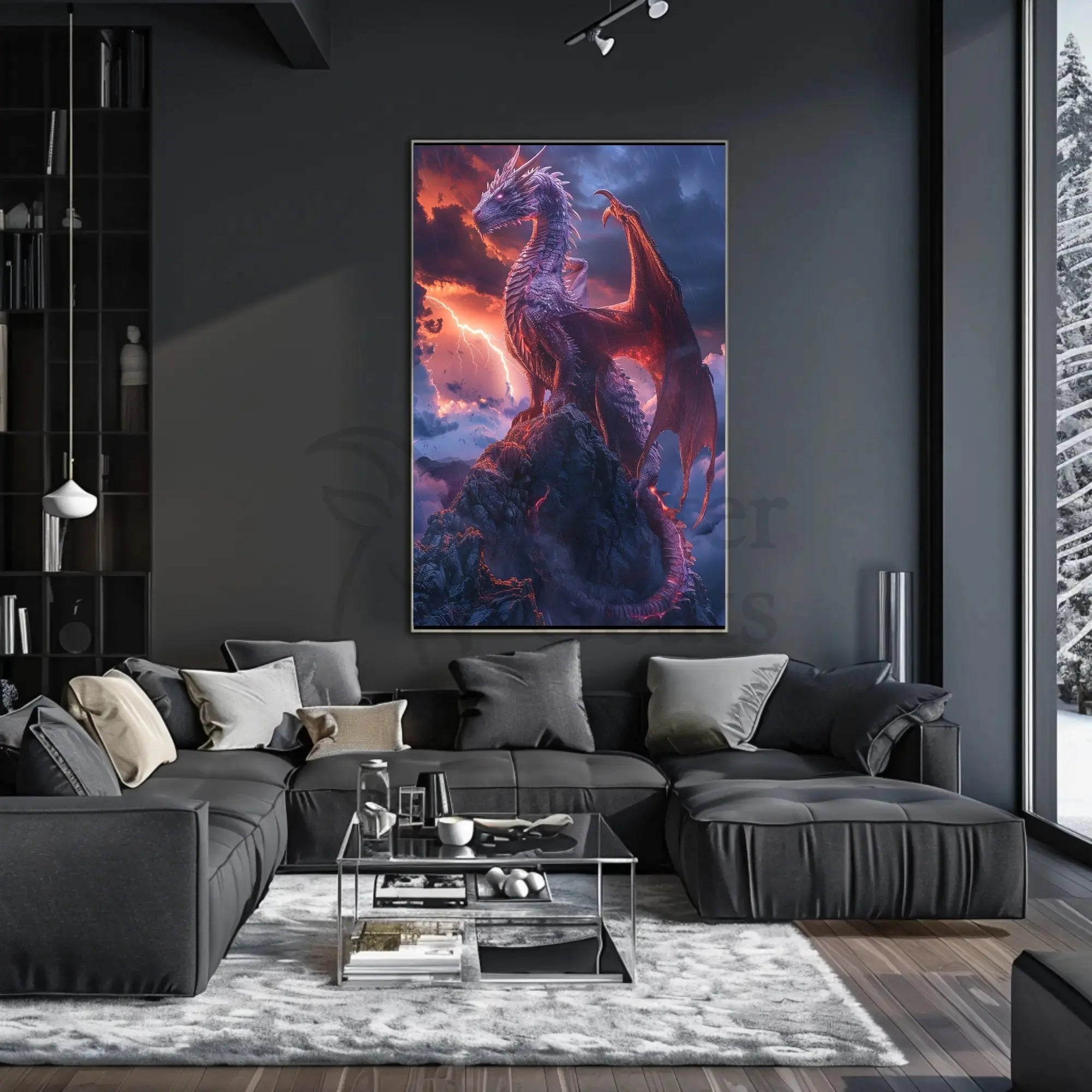 Majestic Dragon Fantasy Art Print - Abstract Poster PosterGoat
