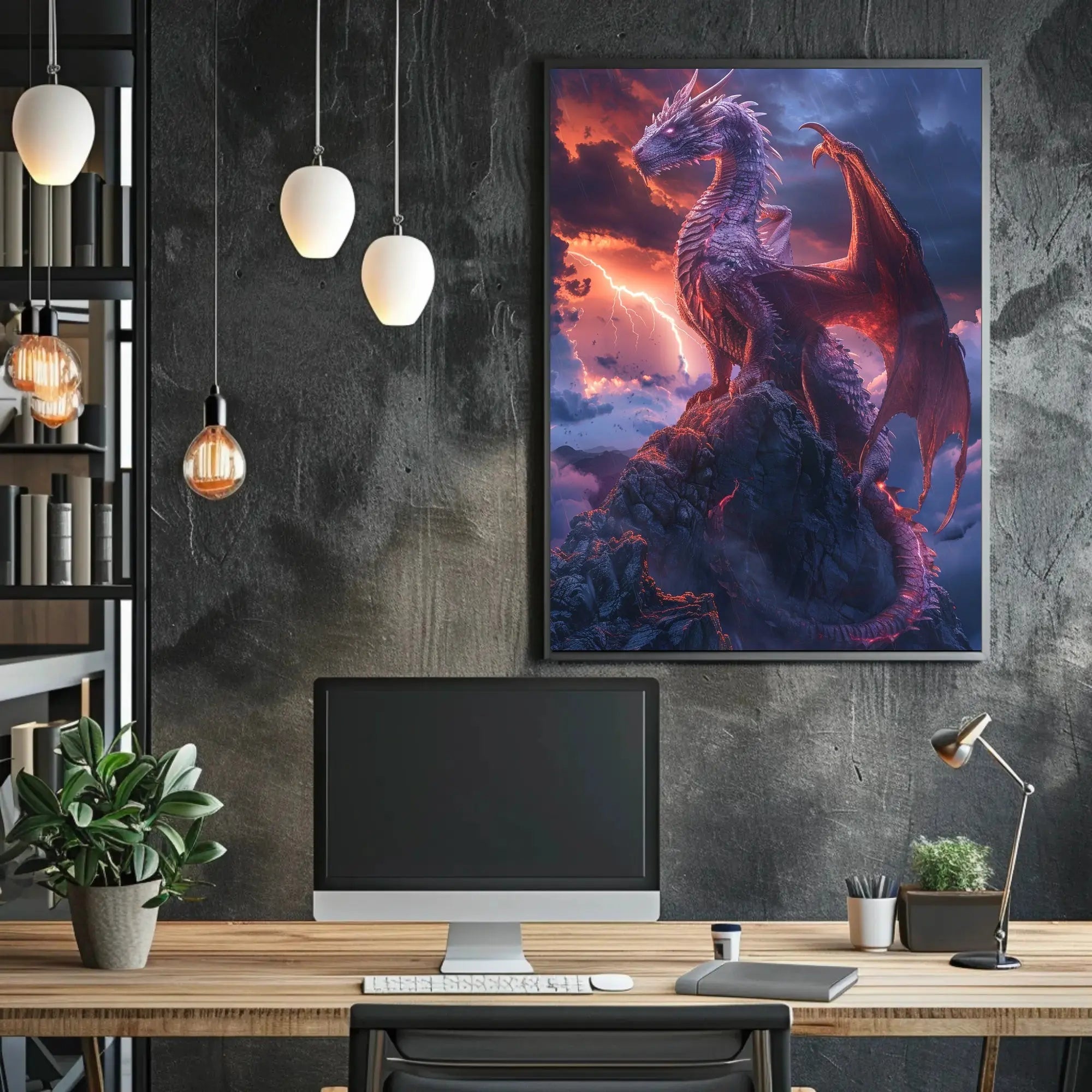 Majestic Dragon Fantasy Art Print - Abstract Poster PosterGoat