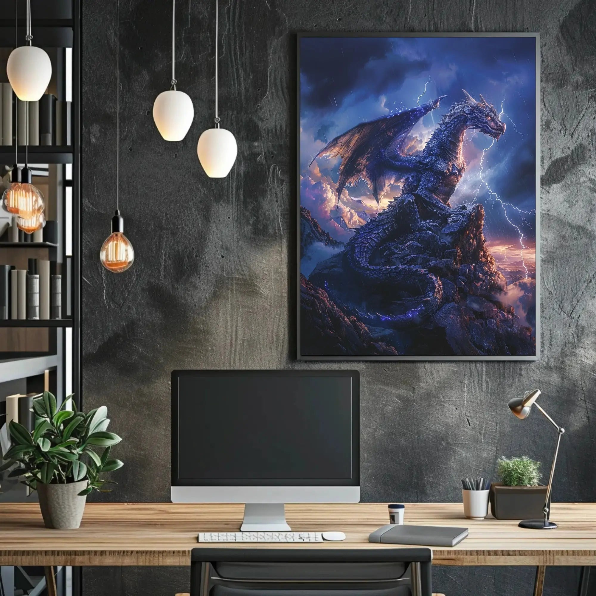 Majestic Dragon Fantasy Artwork Poster PosterGoat