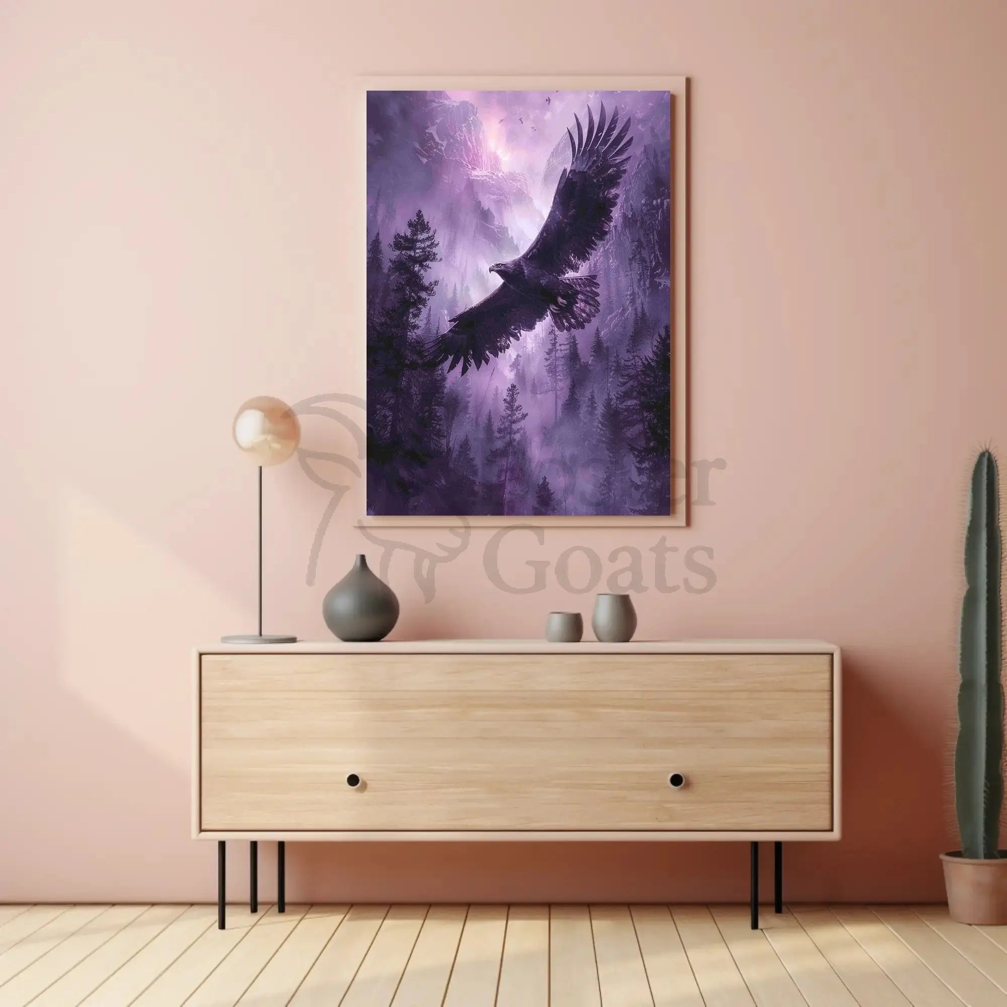Majestic Eagle Soars Through Mystical Wilderness Animal Poster PosterGoat