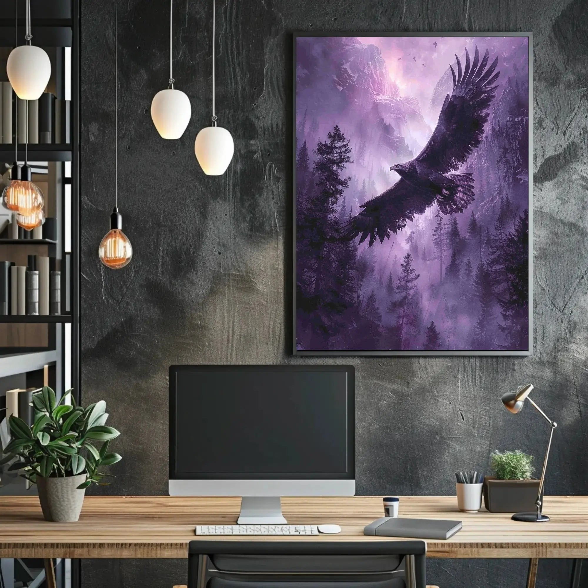 Majestic Eagle Soars Through Mystical Wilderness Animal Poster PosterGoat