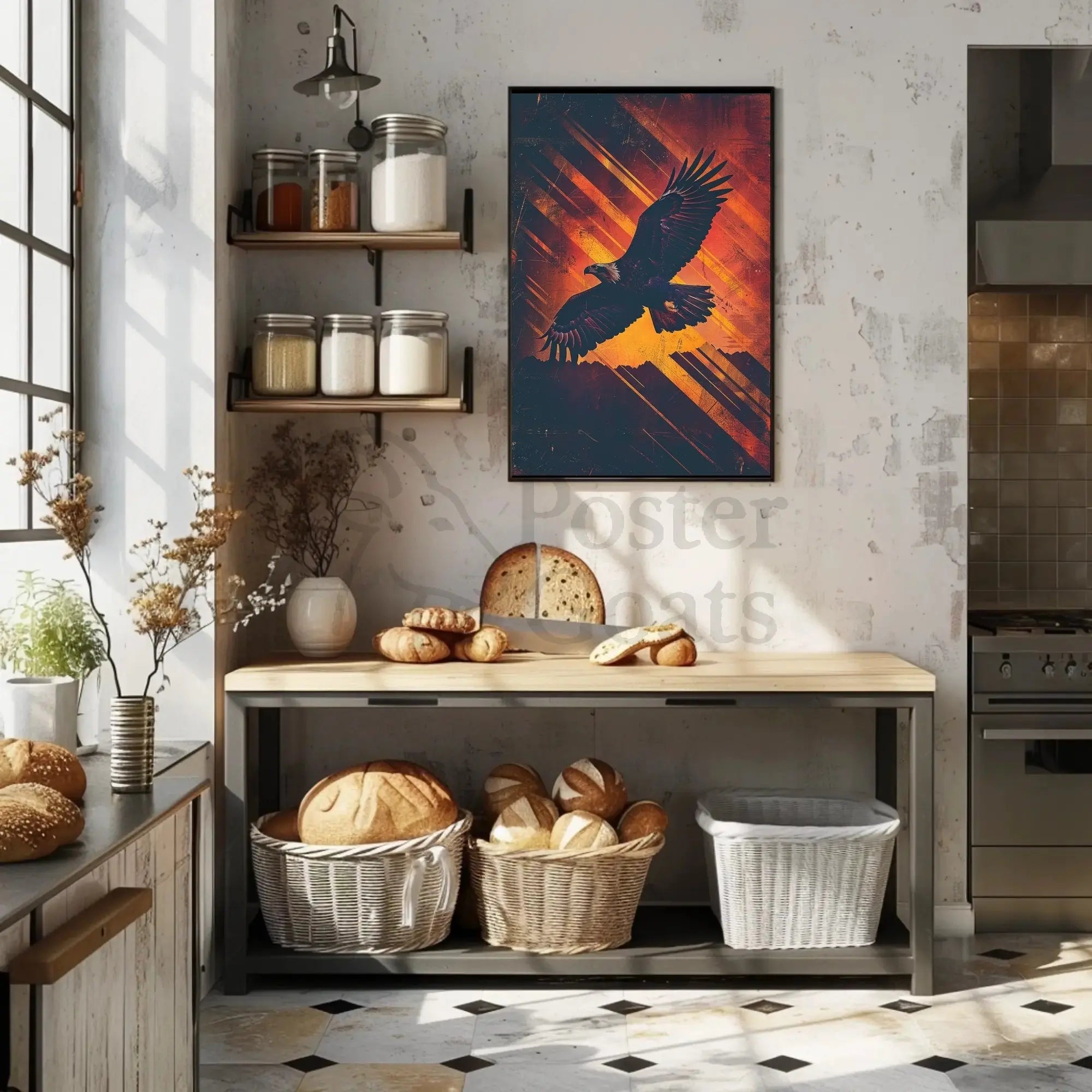 Majestic Eagle in Flight Artistic Animal Poster PosterGoat