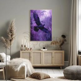 Majestic Eagle in Flight Over Forested Landscape Animal Poster PosterGoat