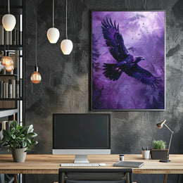Majestic Eagle in Flight Over Forested Landscape Animal Poster PosterGoat