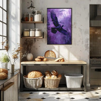 Majestic Eagle in Flight Over Forested Landscape Animal Poster PosterGoat