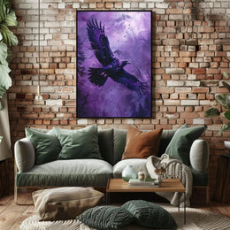 Majestic Eagle in Flight Over Forested Landscape Animal Poster PosterGoat