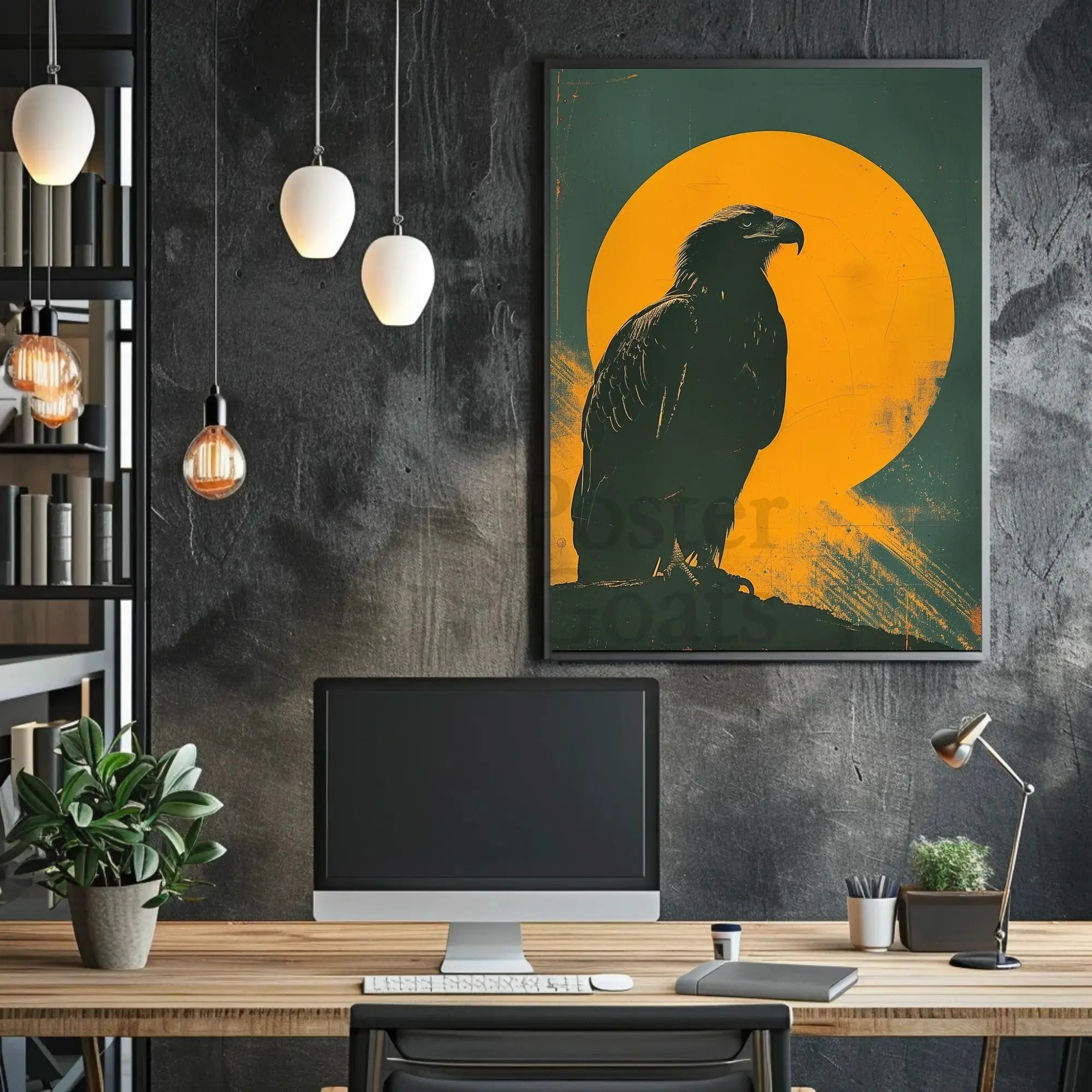 Majestic Eagle on Branch Animal Poster PosterGoat