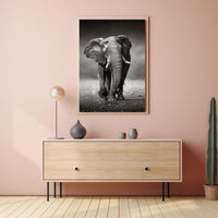 Majestic Elephant Photorealism in Black and White Animal Poster PosterGoat