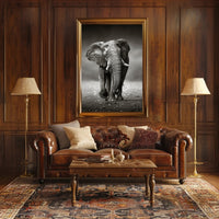 Majestic Elephant Photorealism in Black and White Animal Poster PosterGoat