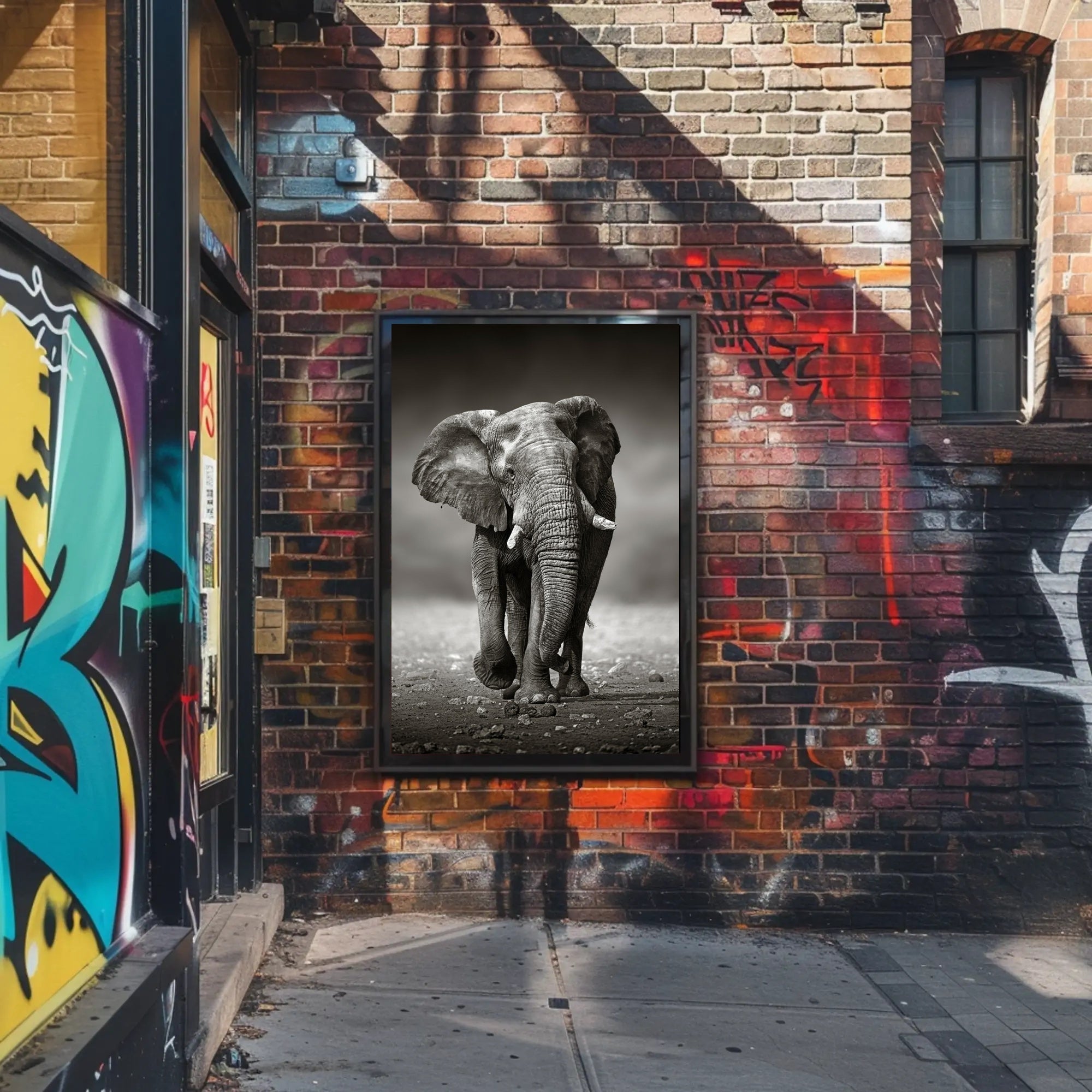 Majestic Elephant Photorealism in Black and White Animal Poster PosterGoat