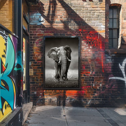 Majestic Elephant Photorealism in Black and White Animal Poster PosterGoat