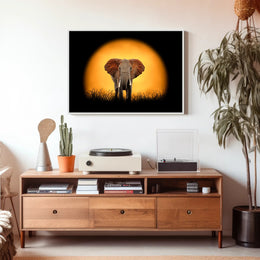 Majestic Elephant Silhouette at Sunset Animal Poster PosterGoat