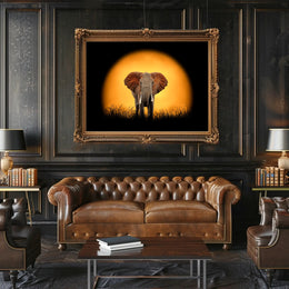Majestic Elephant Silhouette at Sunset Animal Poster PosterGoat