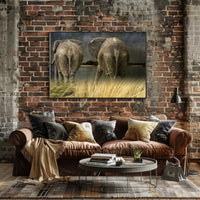 Majestic Elephants in Savannah Landscape Animal Poster PosterGoat