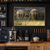 Majestic Elephants in Savannah Landscape Animal Poster PosterGoat