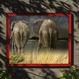 Majestic Elephants in Savannah Landscape Animal Poster PosterGoat