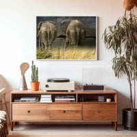 Majestic Elephants in Savannah Landscape Animal Poster PosterGoat