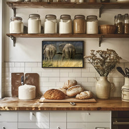 Majestic Elephants in Savannah Landscape Animal Poster PosterGoat