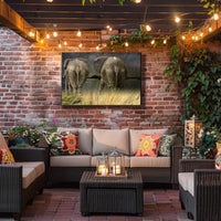 Majestic Elephants in Savannah Landscape Animal Poster PosterGoat