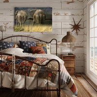 Majestic Elephants in Savannah Landscape Animal Poster PosterGoat