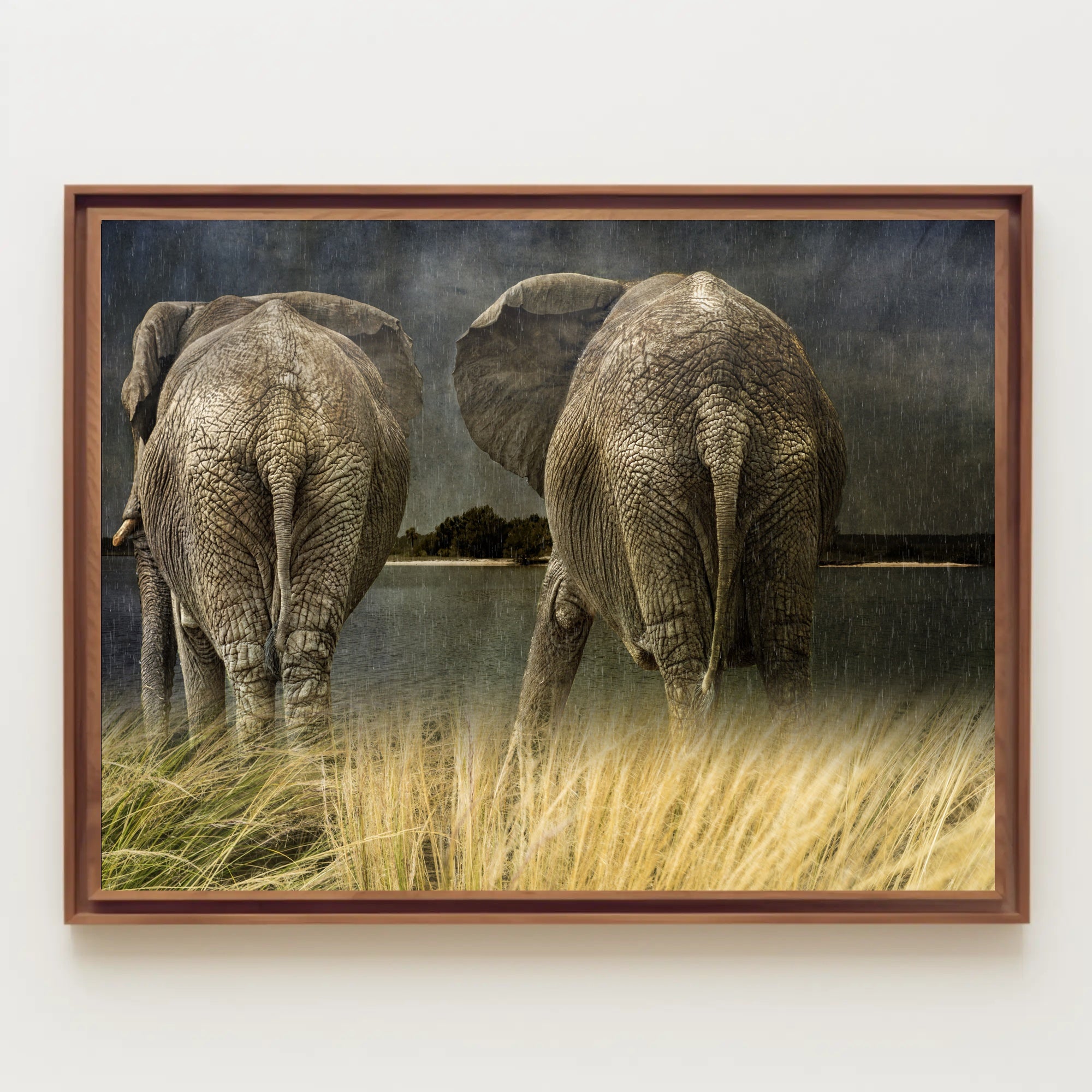 Majestic Elephants in Savannah Landscape Animal Poster PosterGoat
