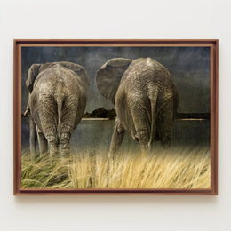 Majestic Elephants in Savannah Landscape Animal Poster PosterGoat