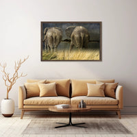 Majestic Elephants in Savannah Landscape Animal Poster PosterGoat