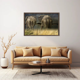 Majestic Elephants in Savannah Landscape Animal Poster PosterGoat