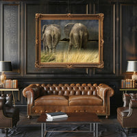 Majestic Elephants in Savannah Landscape Animal Poster PosterGoat