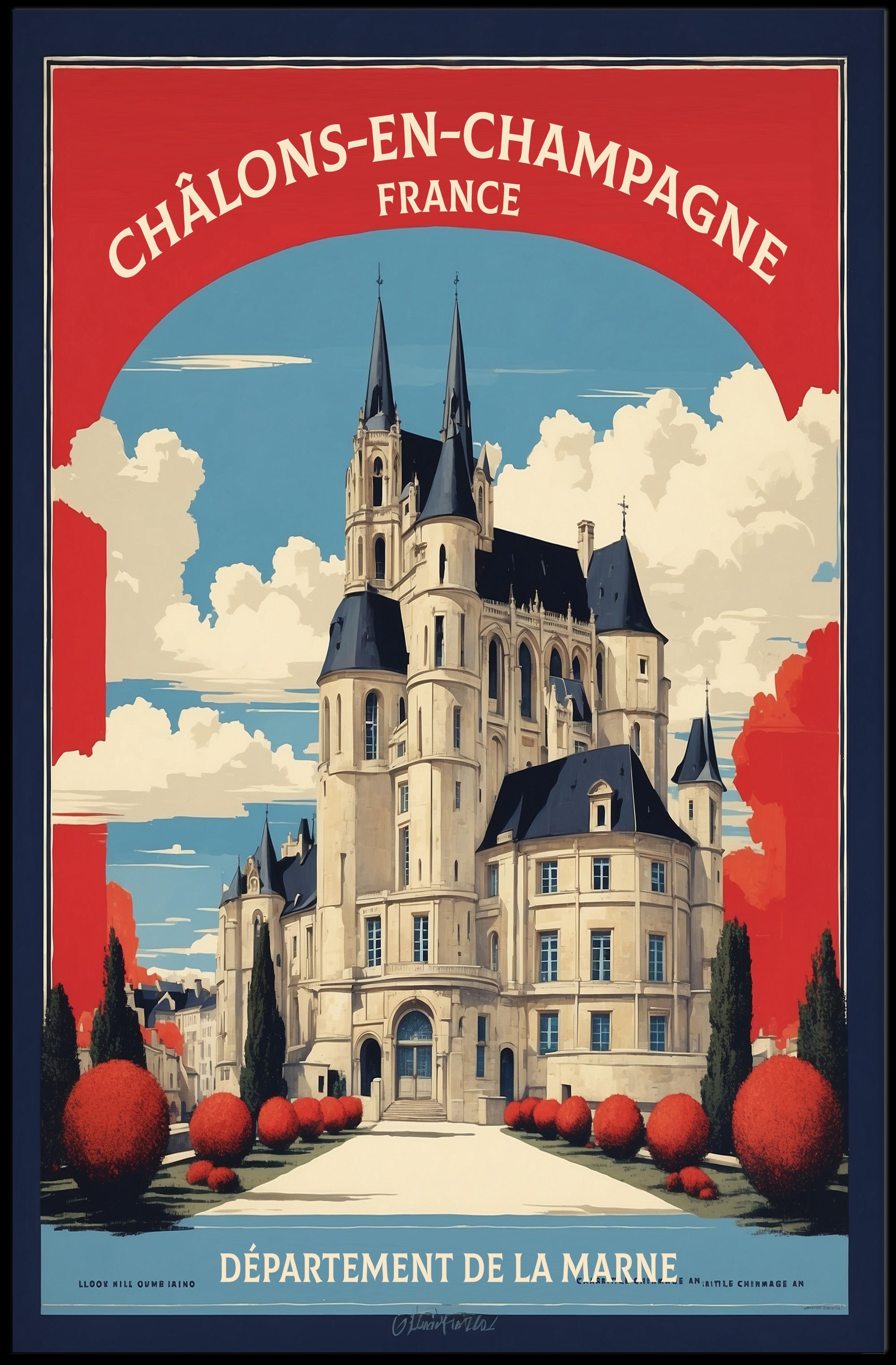 Majestic French Architecture Vintage Travel Poster PosterGoat