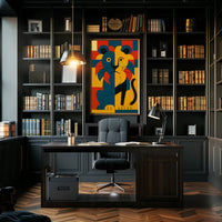 Majestic Geometric Lion Art Deco Animal Poster PosterGoat