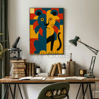 Majestic Geometric Lion Art Deco Animal Poster PosterGoat