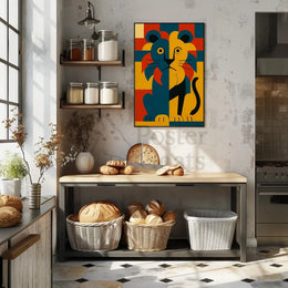Majestic Geometric Lion Art Deco Animal Poster PosterGoat