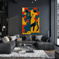 Majestic Geometric Lion Art Deco Animal Poster PosterGoat