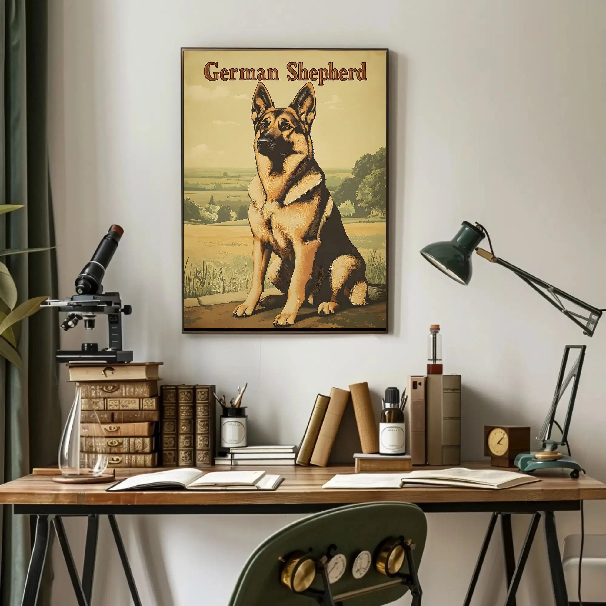 Majestic German Shepherd Vintage Dog Breed Poster PosterGoat