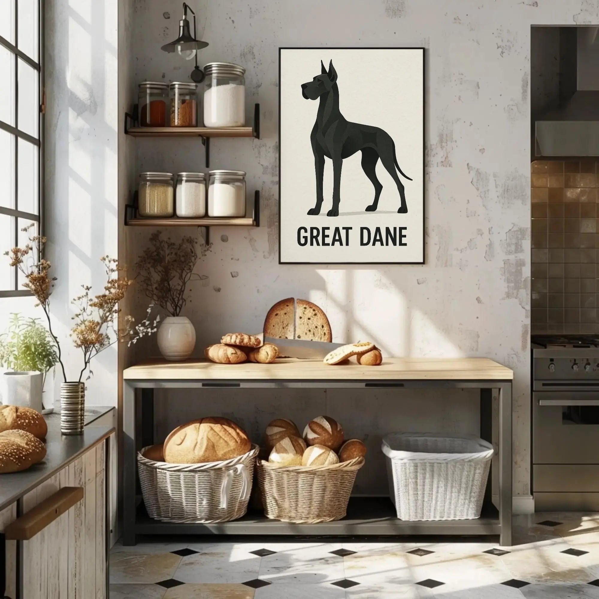 Majestic Great Dane Minimalist Design Dog Breed Poster PosterGoat