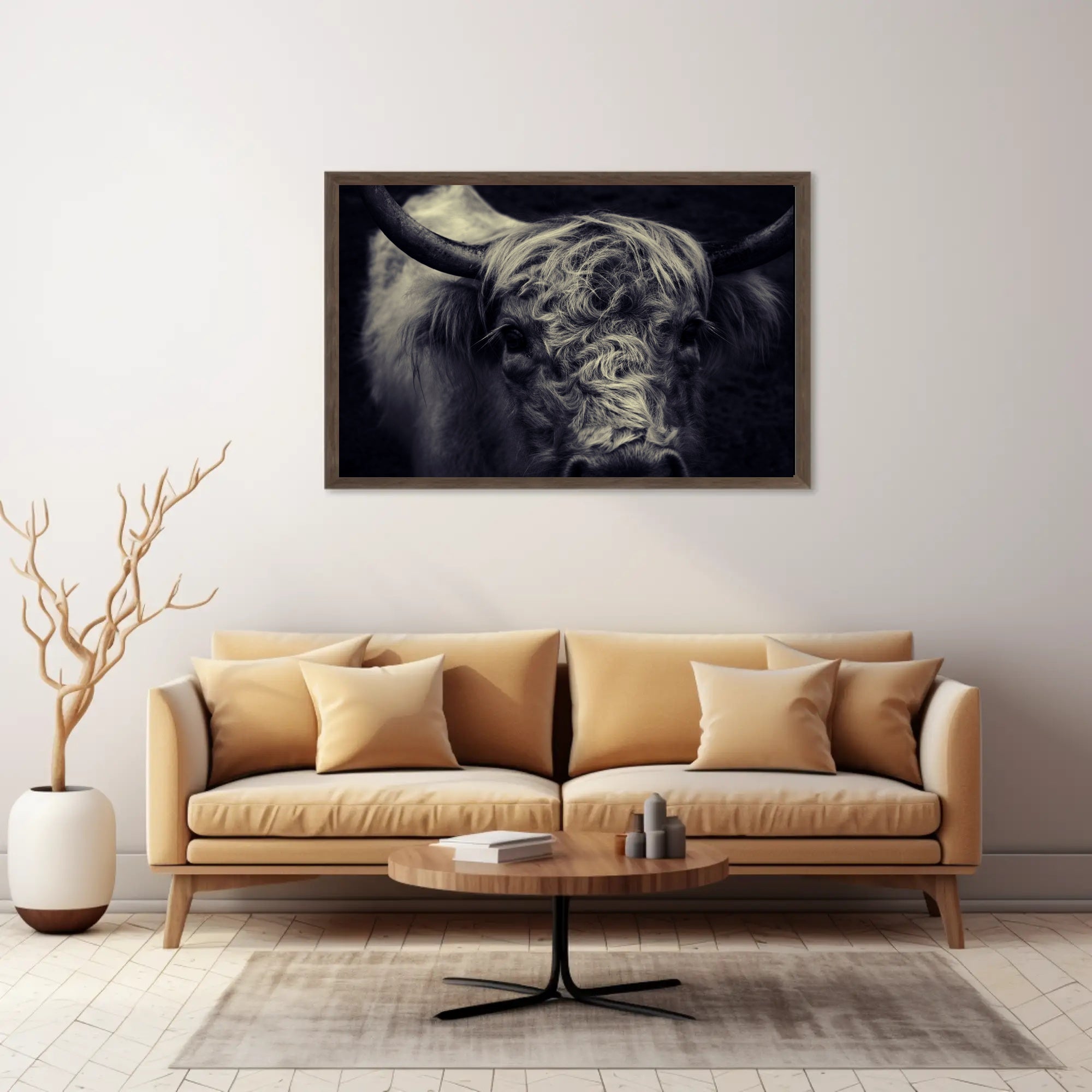 Majestic Highland Cow Portrait Rich in Detail Animal Poster PosterGoat
