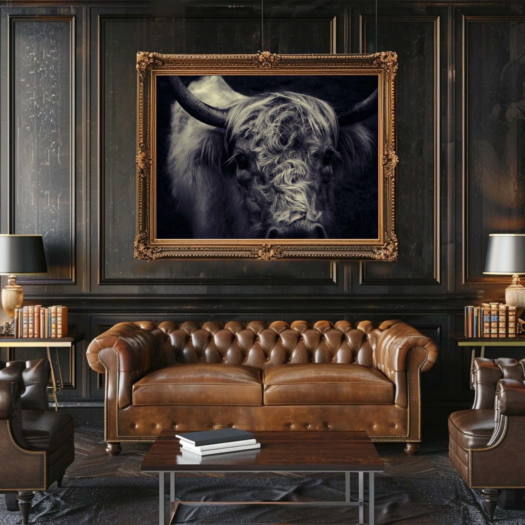 Majestic Highland Cow Portrait Rich in Detail Animal Poster PosterGoat
