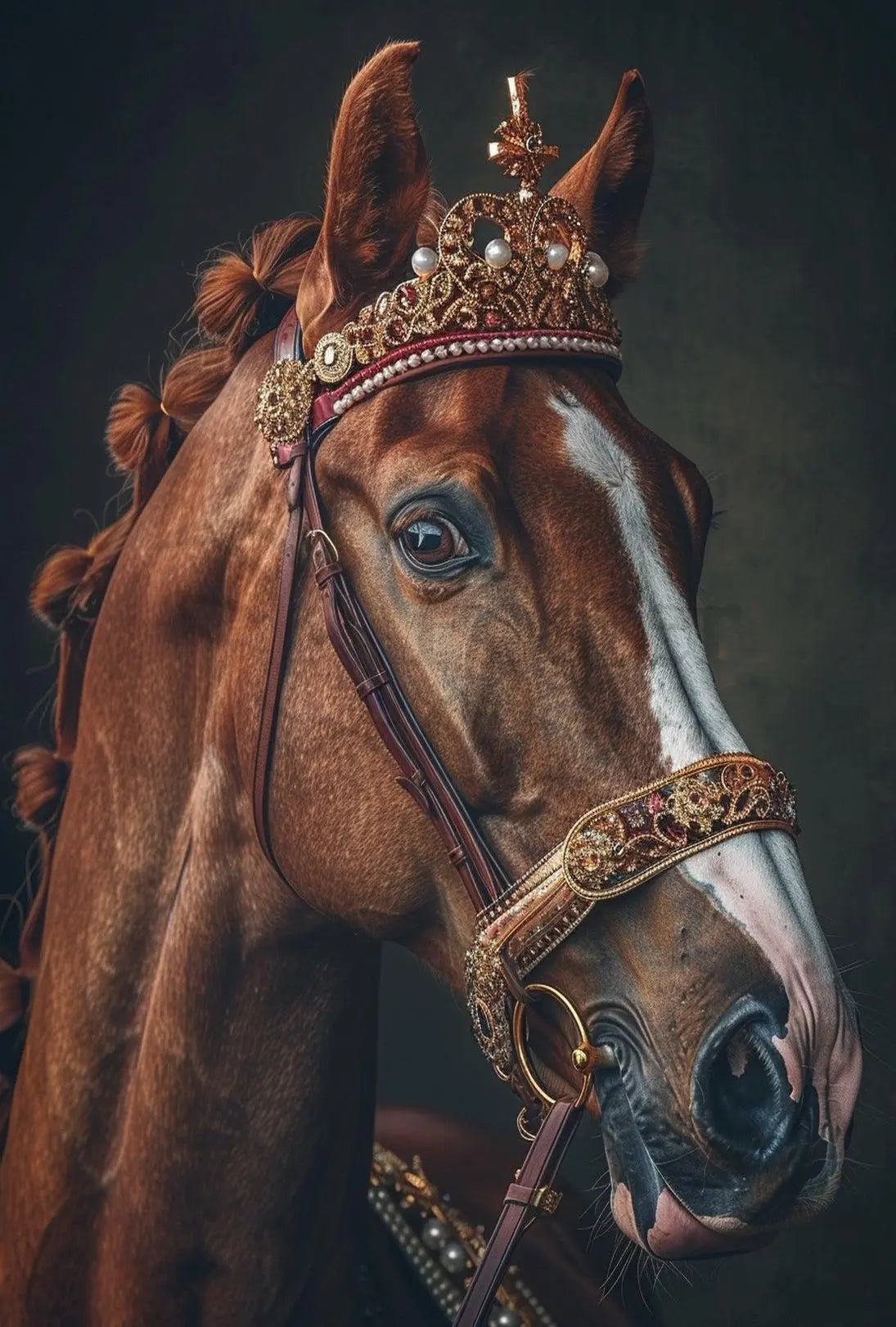 Majestic Horse with Crown Animal Poster PosterGoat