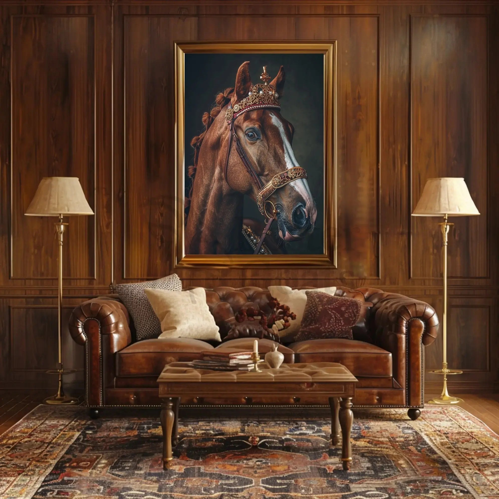 Majestic Horse with Crown Animal Poster PosterGoat